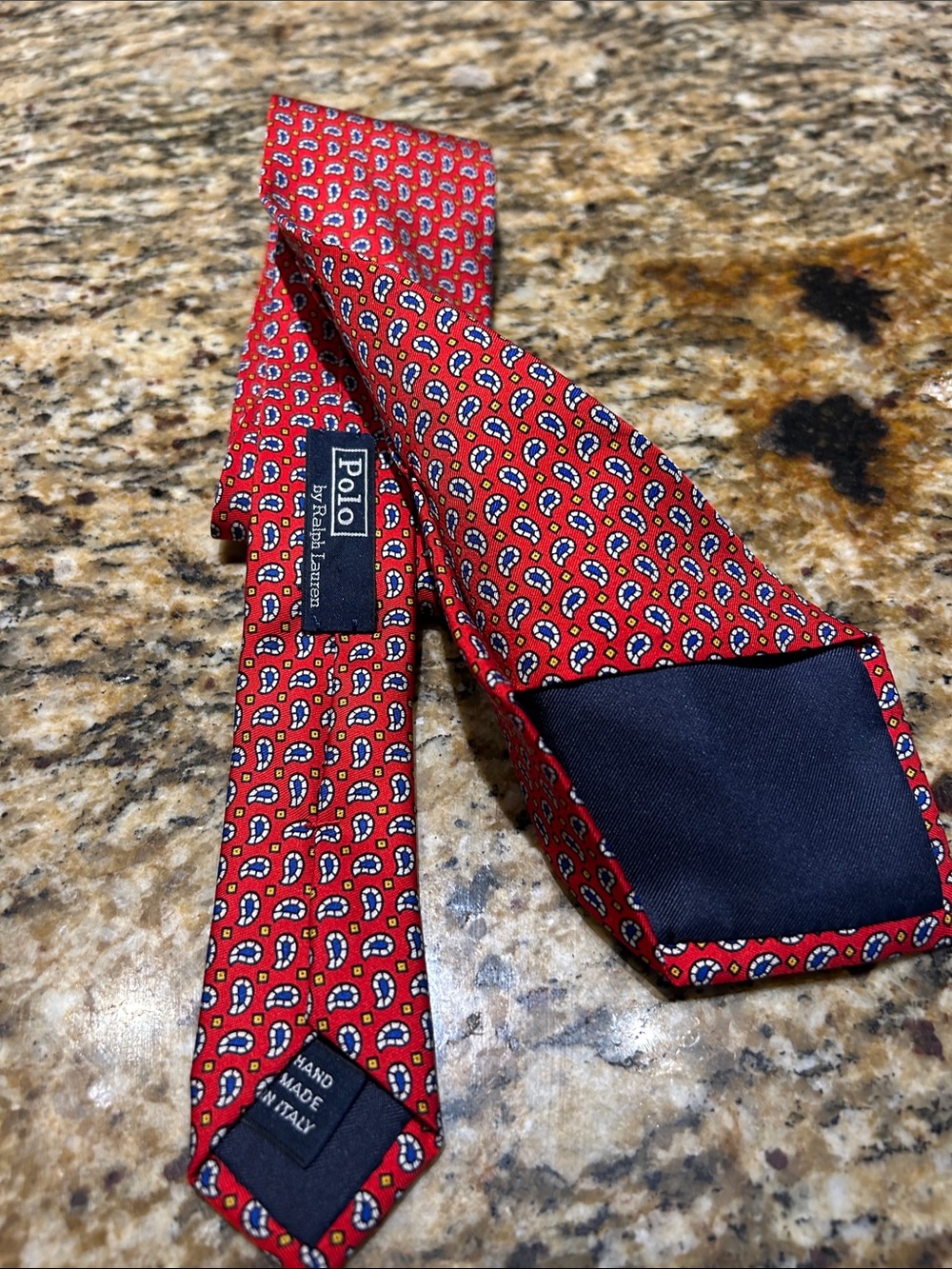 Polo by Ralph Lauren Red Geometric Silk Tie